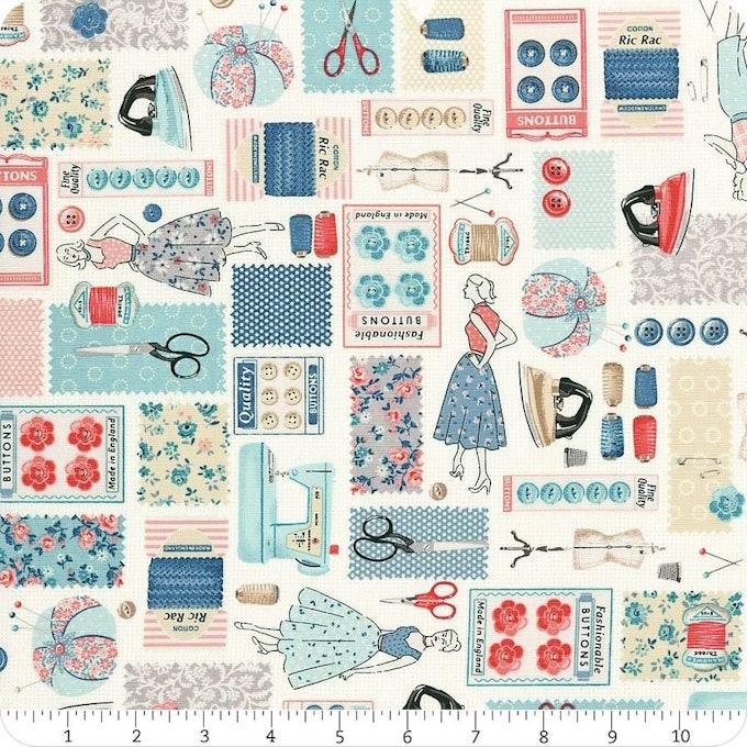 Makower's Stitch in Time Collection included in Sew Darn Sweets June Box Makower's Stitch in Time Collection included in Sew Darn Sweets June Box